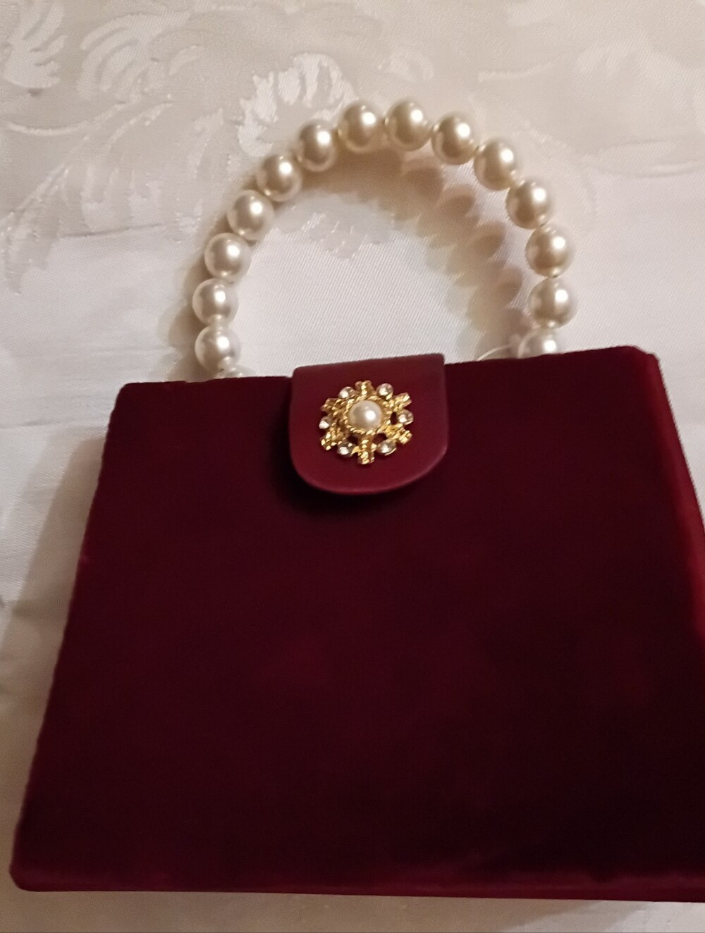 Sostanza Red Burgandy Clutch Size Bag Cord For Crossbody 2 Compartments